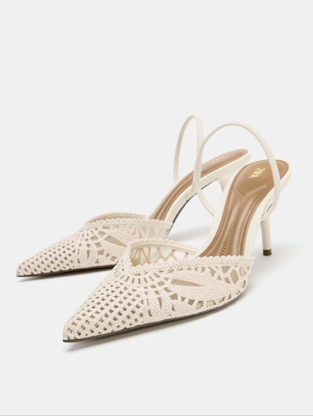 ZARA PERFORATED SLINGBACK HEELS